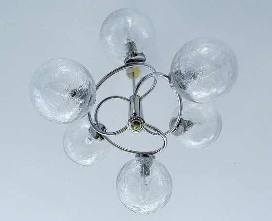 Image 1 of Lampadario vintage in vetro a bolle in stile spaziale