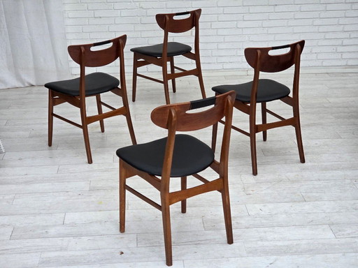 Set di 4 sedie da pranzo rivestite, design danese, anni '60.