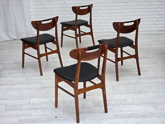Image 1 of Set di 4 sedie da pranzo rivestite, design danese, anni '60.