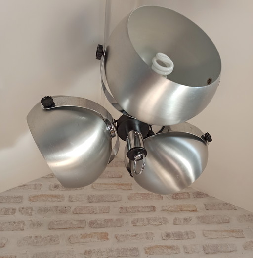 Oogvormige hanglamp van geborsteld metaal