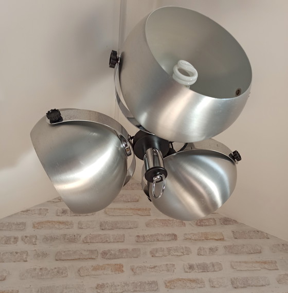 Image 1 of Oogvormige hanglamp van geborsteld metaal