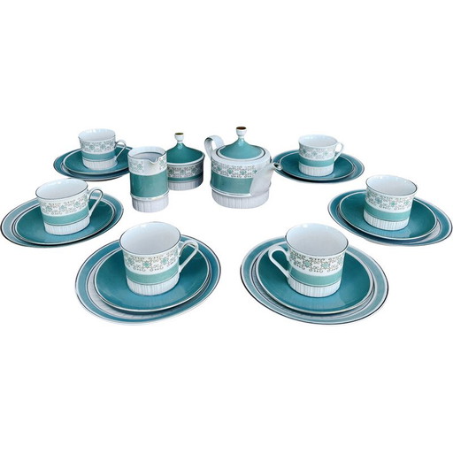 Servicio de café vintage de porcelana turquesa para Kahl, Alemania 1960