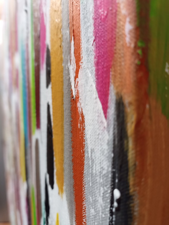 Image 1 of T. van Steenbergen "Stripes" 100 x 100 cm