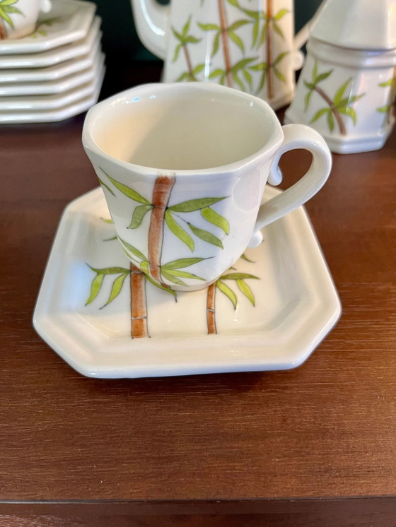 Selten! Ernestine Salerno Mid Century handbemaltes Kaffeeservice 914, komplett für 6 Personen, Bamboo (photo 5 of 10)