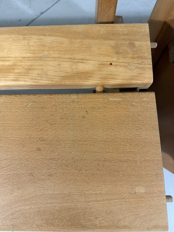 Image 1 of XL Modernist solid beech wood bench 1960s