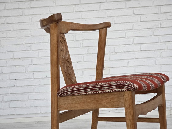 Image 1 of 1960s Pair of Danish Dining Chairs, Solid Oak Wood, Furniture Wool