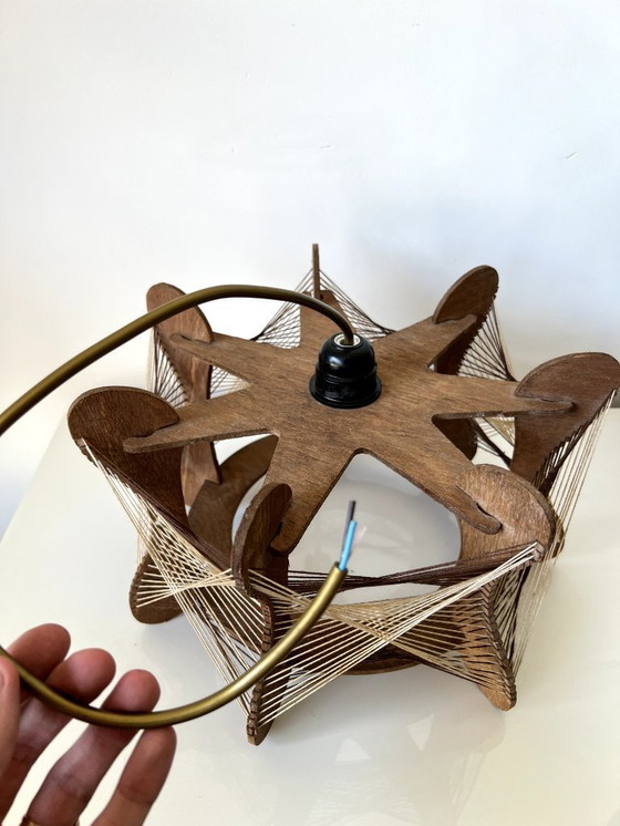 Image 1 of Vintage Scandinavian wood and wire suspension - 60s/70s