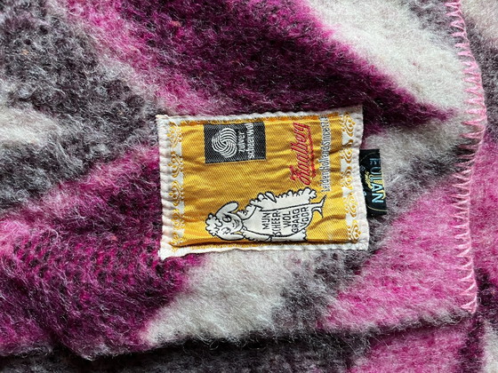 Large vintage blanket pure virgin wool Zaalberg 170 x 200, Bedroom accessories, Purple (photo 2 of 5)