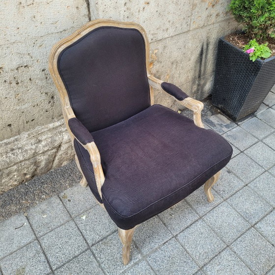 Image 1 of Chaise à la reine, style Louis XV / Provençal, chêne et garniture, XIXe siècle - France