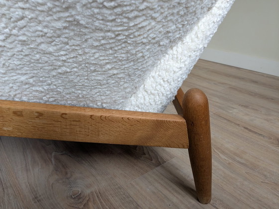 Image 1 of Ib Kofod Larsen for Bovenkamp Sofa in Oak wood and White Boucle Fabric