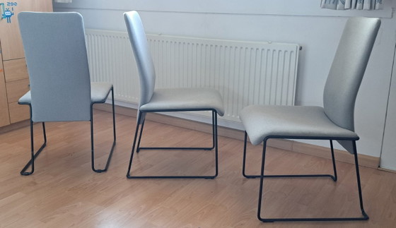 3x Hennie de Jong Esszimmerstühle – Stoff, Metall (photo 10 of 10)