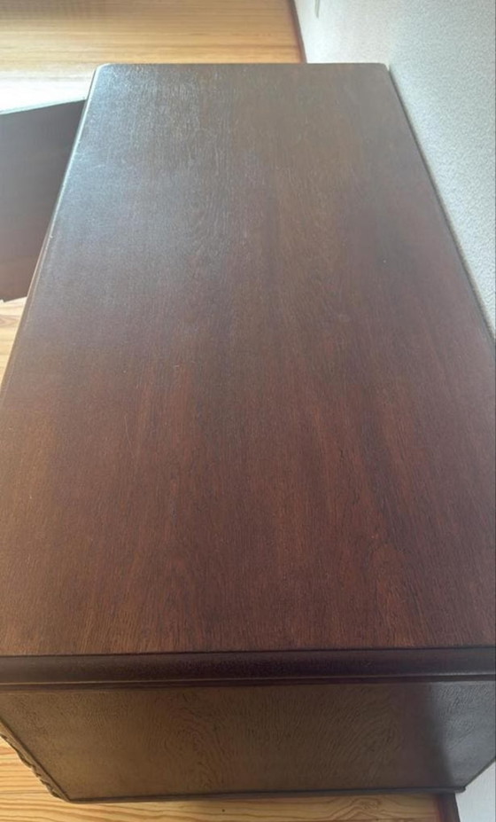 Image 1 of Stylish Art Deco desk with burr veneer and decorations
