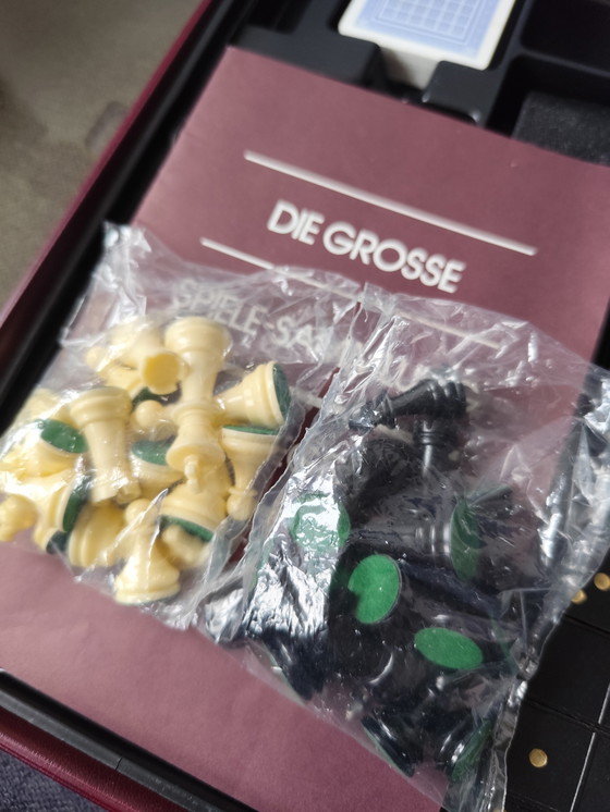 Image 1 of TCC Elegant Game Collection • Luxury Game Box Red/Gold • Chess Checkers Rummy