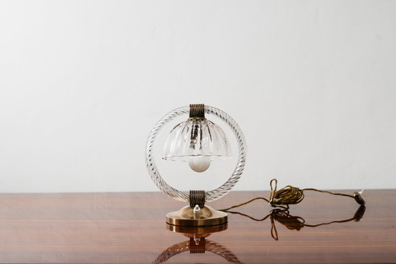 Image 1 of Barovier & Toso Pair of Murano Glass and Brass Lampshades, 1950s Vintage