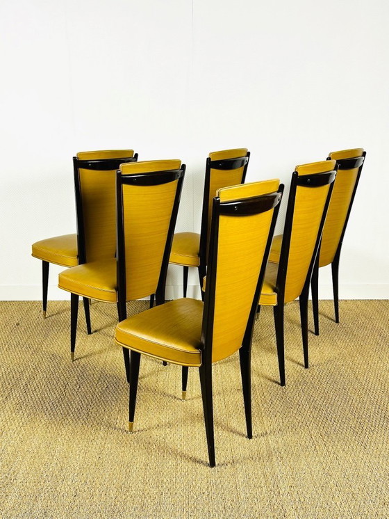 Image 1 of Set van 6 art-deco stoelen, Frankrijk, 1940