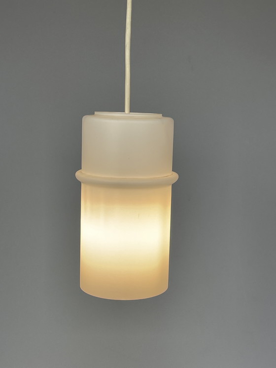 Image 1 of Set van Twee Melkglazen Hanglampen, Raak, Nederland, 1960's