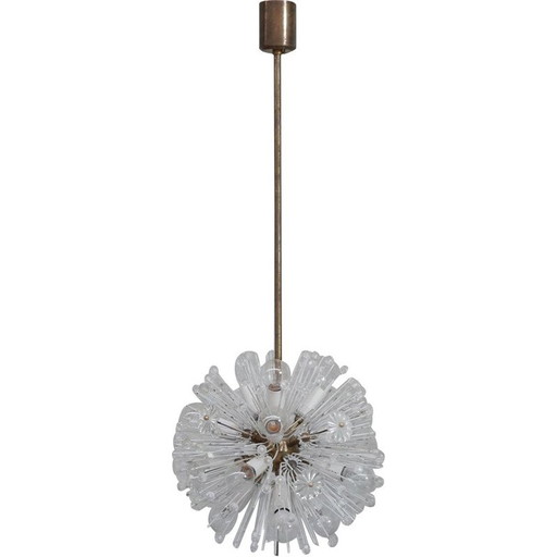 Austrian mid-century glass and brass pendant lamp by Emil Stejnar for Rupert Nikoll, 1950s