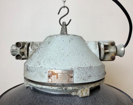 Image 1 of Grey Cast Aluminium Explosion Proof Lamp with Enameled Shade, 1970s