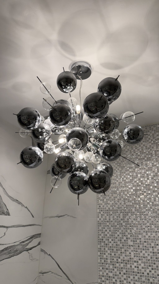 Näve Sputnik chandelier — chrome & glass, model 70264