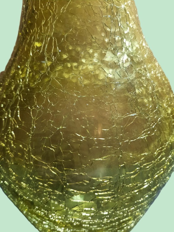Image 1 of Vintage German studio glass vase – Ingrid Glass yellow crackle