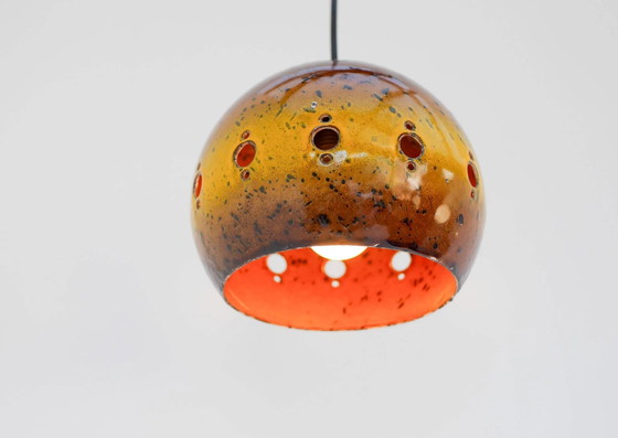 Image 1 of Suspension vintage émaillée attribuée à Hustadt Leuchten, années 1970