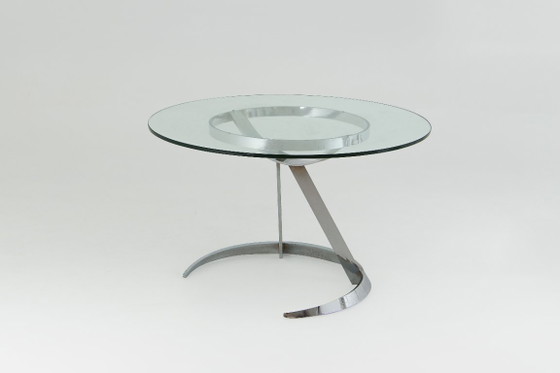 Image 1 of  Sculptural "Scimitar" Dining Set in Burgundy Bouclé - Boris Tabacoff