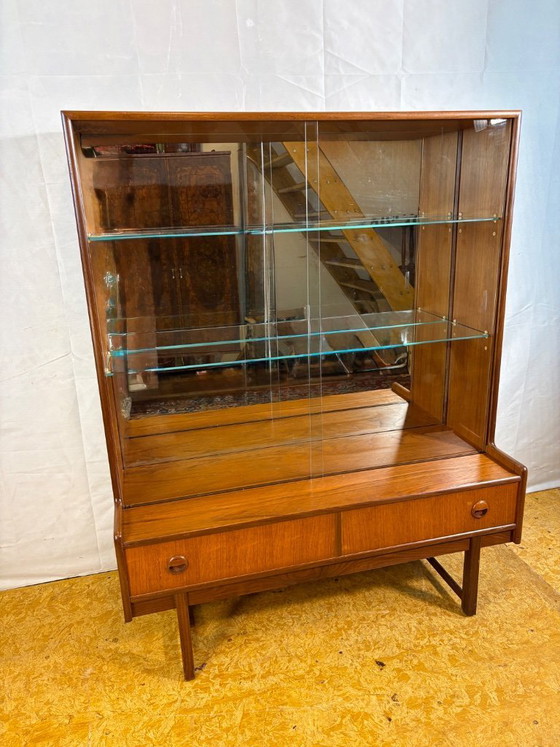 Image 1 of Mid-Century Vintage Turnidge of London Teak Display Cabinet (1960s–1970s)  A stunning Mid-Century Modern teak display cabinet by