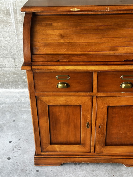 Roltafel van kersenhout – Klein opbergbureau, tweede helft van de 20e eeuw – Fabrication artisanale, Wood (photo 5 of 14)
