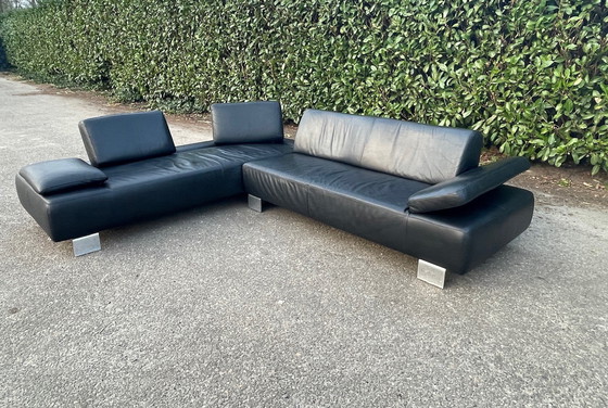 Image 1 of Divano angolare in vera pelle nera Montel