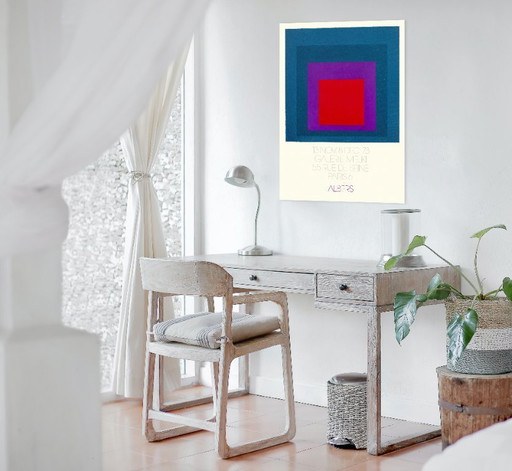 Affiche de l'artiste minimaliste Josef Albers pour la Galerie Melki Paris 1973 - 50 x 70 cm