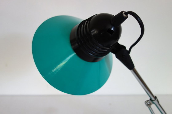 Lampe de Bureau Vintage par Aluminor, France, 1970s, Métal, Chrome, Turquoise (photo 7 sur 12)