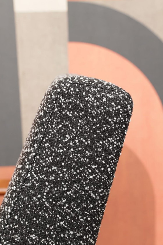 Image 1 of Poltrona scandinava vintage in bouclé nero, design di metà secolo, 1960