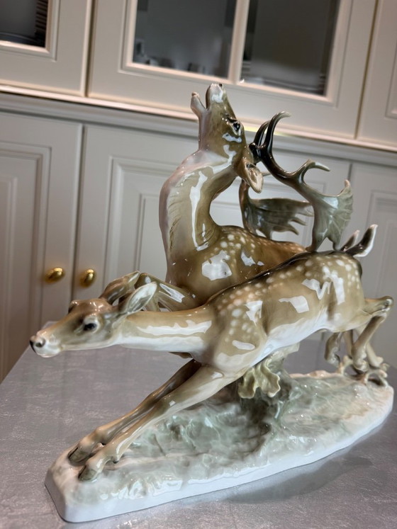 Image 1 of Karl Tutter – Large group of fallow deer – Lorenz Hutschenreuther Selb – Art Department