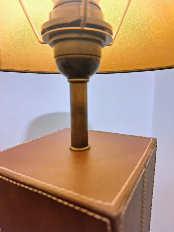 Image 1 of E.F. Fransen leren tafellampen 