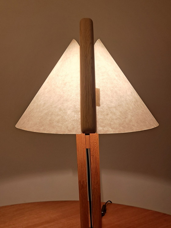 Image 1 of DOMUS Table Lamp Type 7701 – Solid Wood – Lunopal Shade – Design Classic