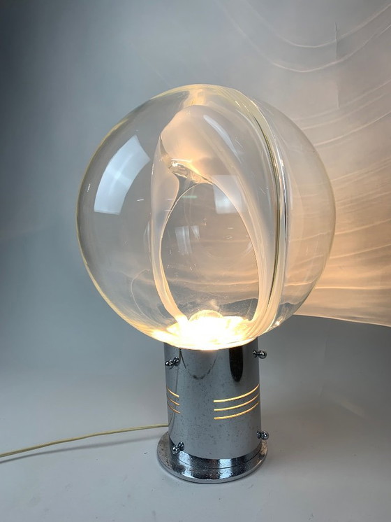 Image 1 of LAMPADA DA TERRA A MEMBRANA VINTAGE ITALIANA DI ZUCCHERI per Venini