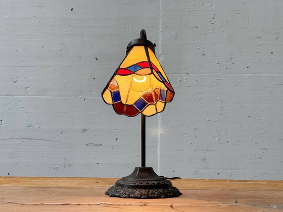 Image 1 of Vintage tafellamp in Tiffany-stijl, veelkleurig, jaren 70