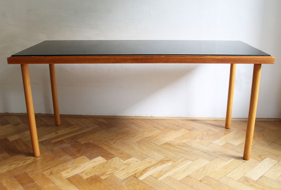 Image 1 of 1960s Long Coffee Table with Black Opaxite Glass