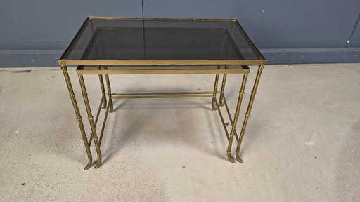 Brass faux bamboo nesting tables, 1960s