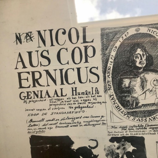 b/w lithograph "Nicolaus Copernicus" by Toon Tersas (1973)
