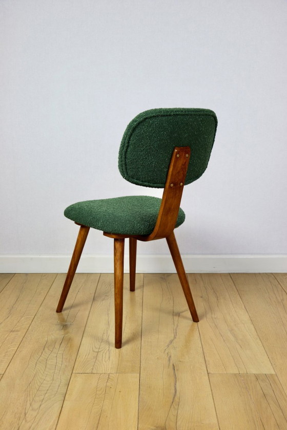 Image 1 of Vintage chair with green boucle backrest like Skoczek - set of 2 chairs