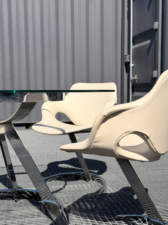 Image 1 of Boris Tabacoff MMM tafel en 4 stoelen set | Design uit de jaren 70