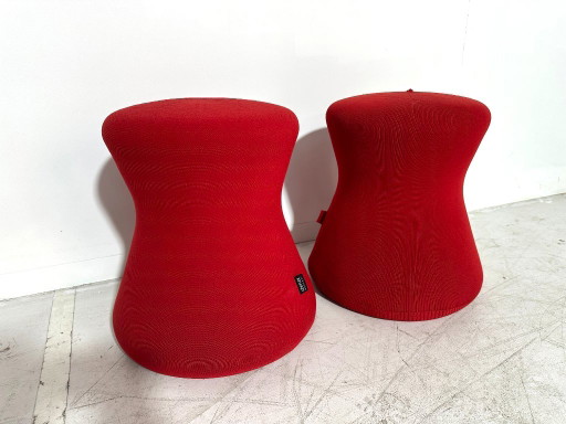 2 taburetes ergonómicos Löffler Fungo - Tejido rojo - ErgoTop - Diseño alemán – krukjes, Textile