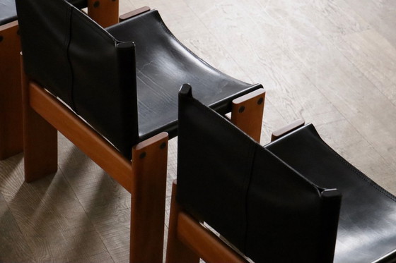 Image 1 of Juego de 6 sillas de comedor Monk diseñadas por Afra y Tobia Scarpa para Molteni, Italia, 1974.