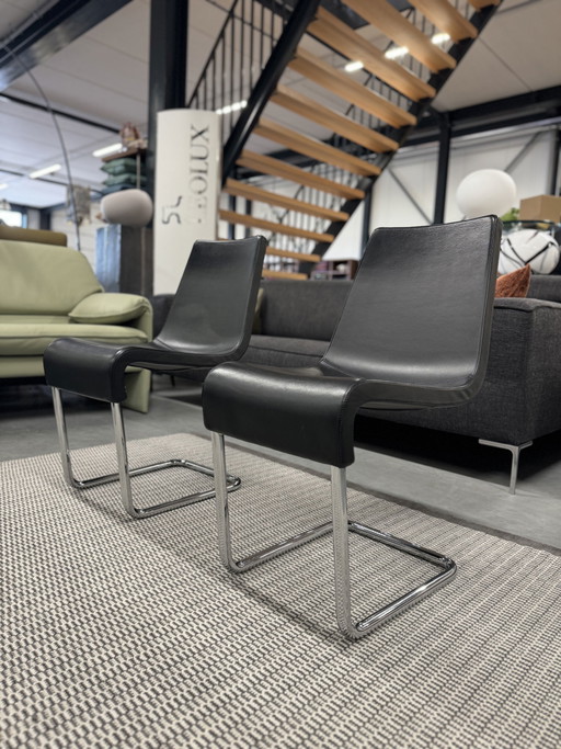 2 Bonaldo Skip Eetkamerstoelen zwart leer 