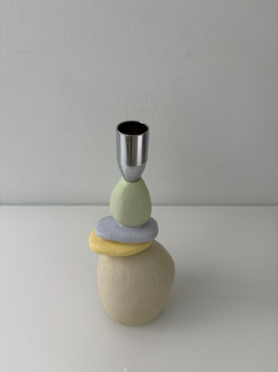Portacandele scultoreo – Forma organica – Colori pastello – 23 cm – Plastic (photo 4 of 9)