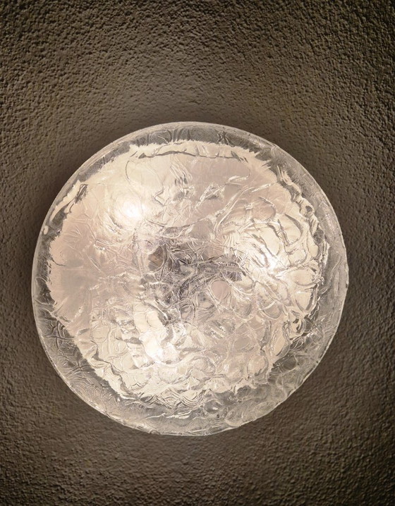Image 1 of Doria Leuchten Ice Glass Ceiling Lamp  Mid-Century Vintage Retro Lamp