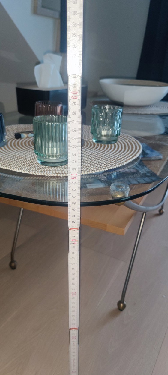 Image 1 of Vintage mid-century coffee table with heavy glass top and chrome frame (1960s)