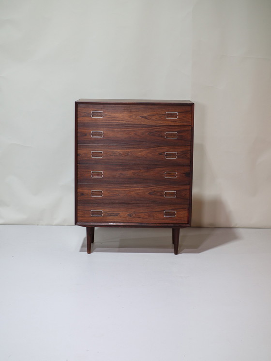 Image 1 of Tall Chest of Drawers Danish Vintage Rosewood Metal