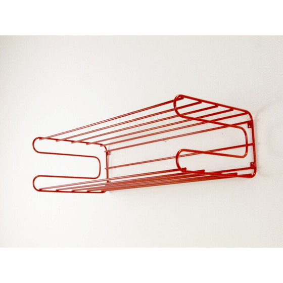 Image 1 of Vintage IKEA red wall rack from the Eighties in Memphis, Pilastro or Tomado 1980s